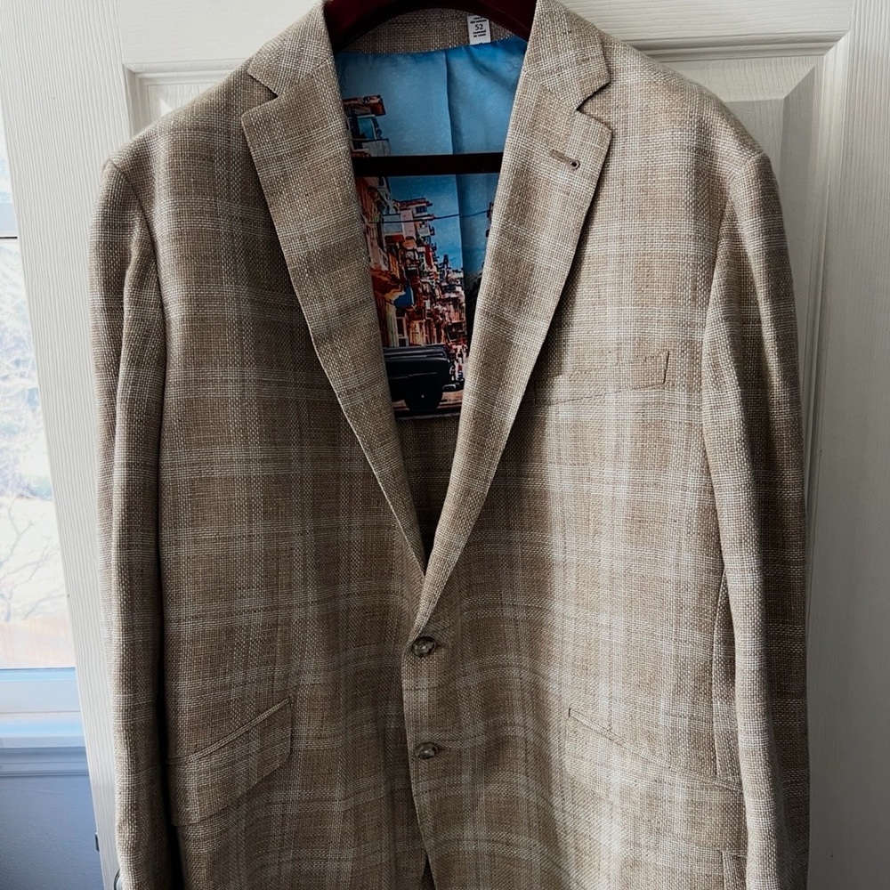 Robert Graham Beige Plaid Blazer